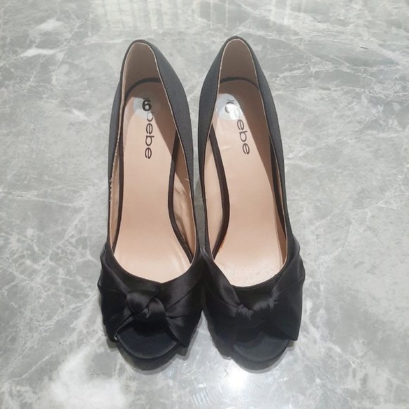bebe Shoes - Bebe Peep Toe Elegant Knotted High Heels Womens Sz 9